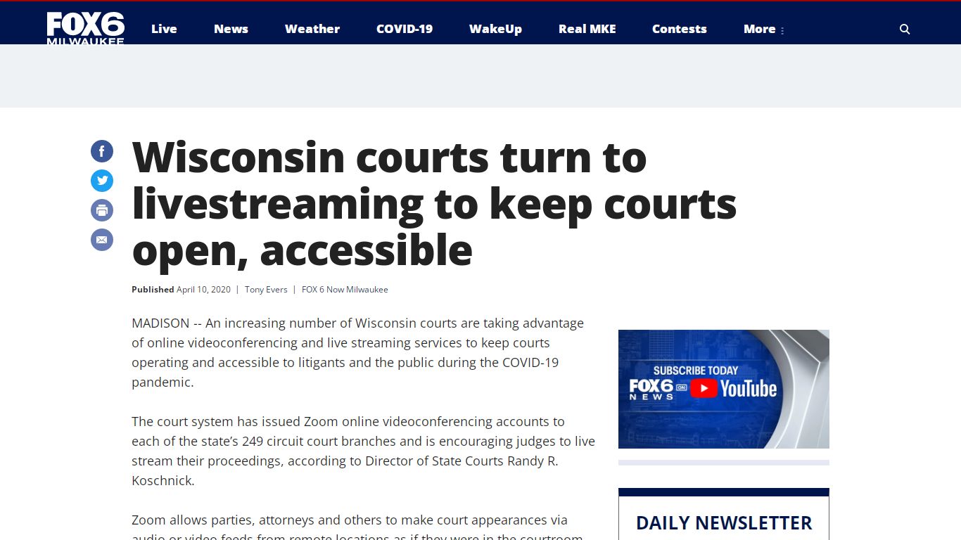 Wisconsin courts turn to livestreaming to keep courts open ... - WITI