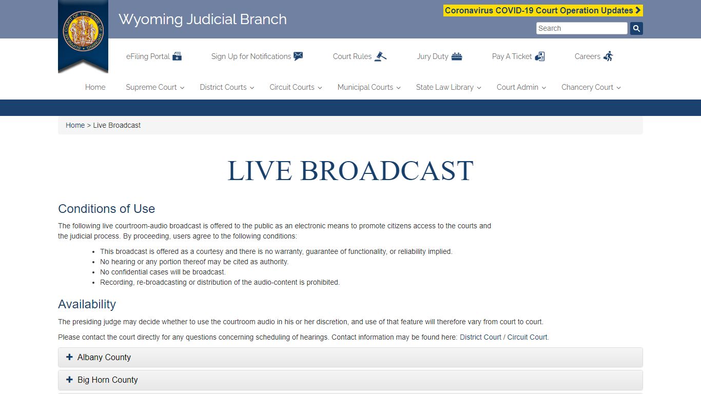 Live Broadcast – Wyoming Judicial Branch